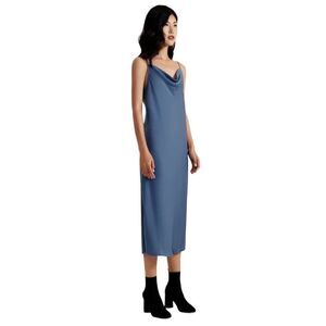 Supesu Eden Slip Dress Silky Satin Wedding Guest Dress Willow Blue Size Medium